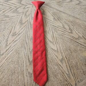 Wembley Red Clip-On Neck Tie 17.5" with Circular Geometric Design